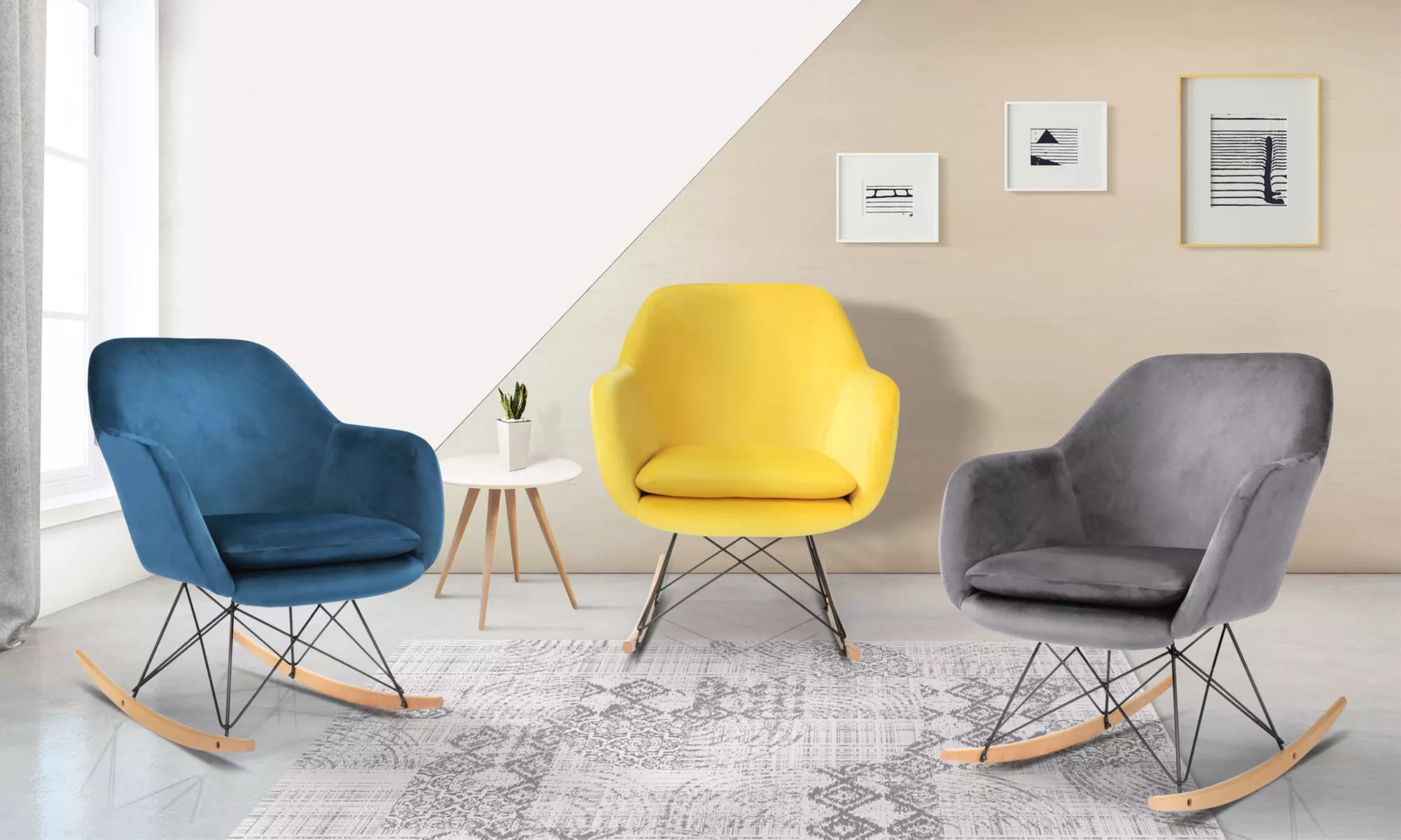 Fauteuil  en velours Aleks, style scandinave - Primary Image