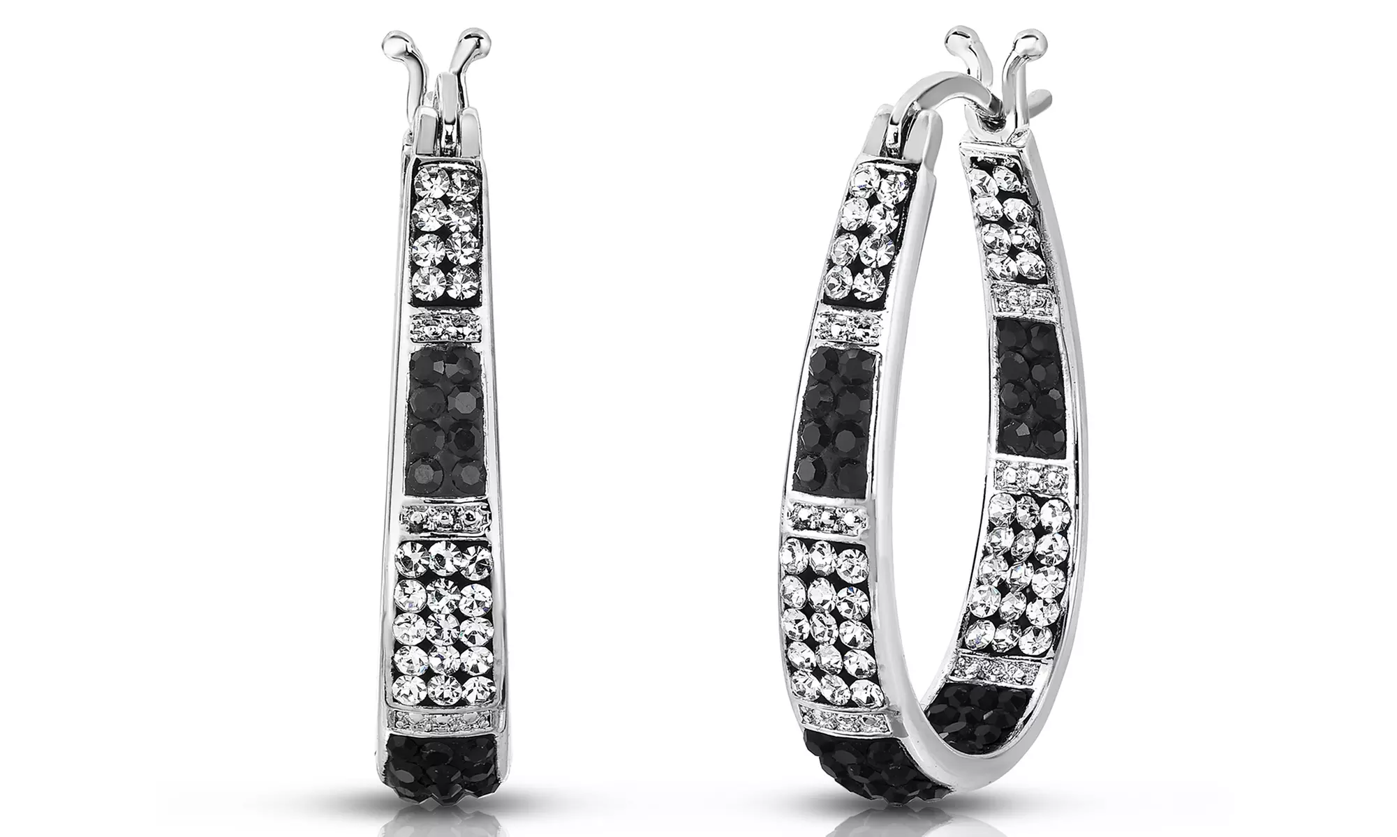 Striped Hoop Earrings with Swarovski Elements Crystals - Second Medium