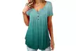 Women's Button Up Summer Short Sleeve Casual Tops Tunic Shirts Blouses - Second Medium