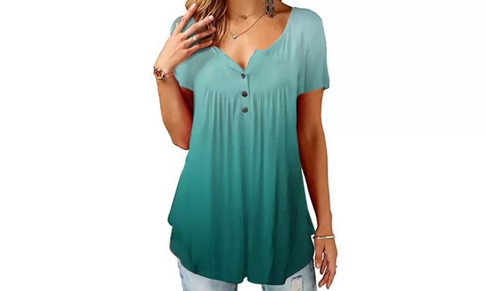 Women's Button Up Summer Short Sleeve Casual Tops Tunic Shirts Blouses