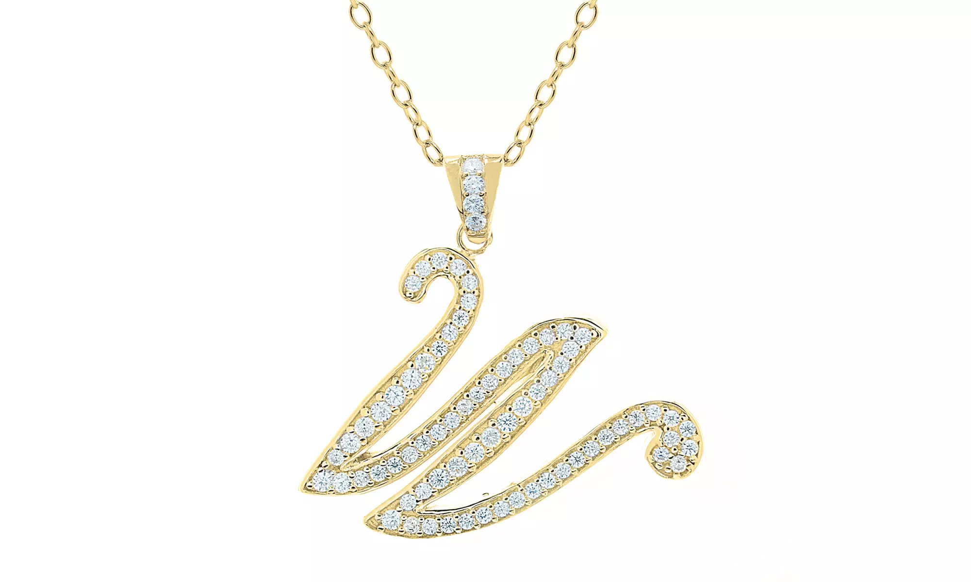 Script Initial Pendant Necklaces in Sterling Silver