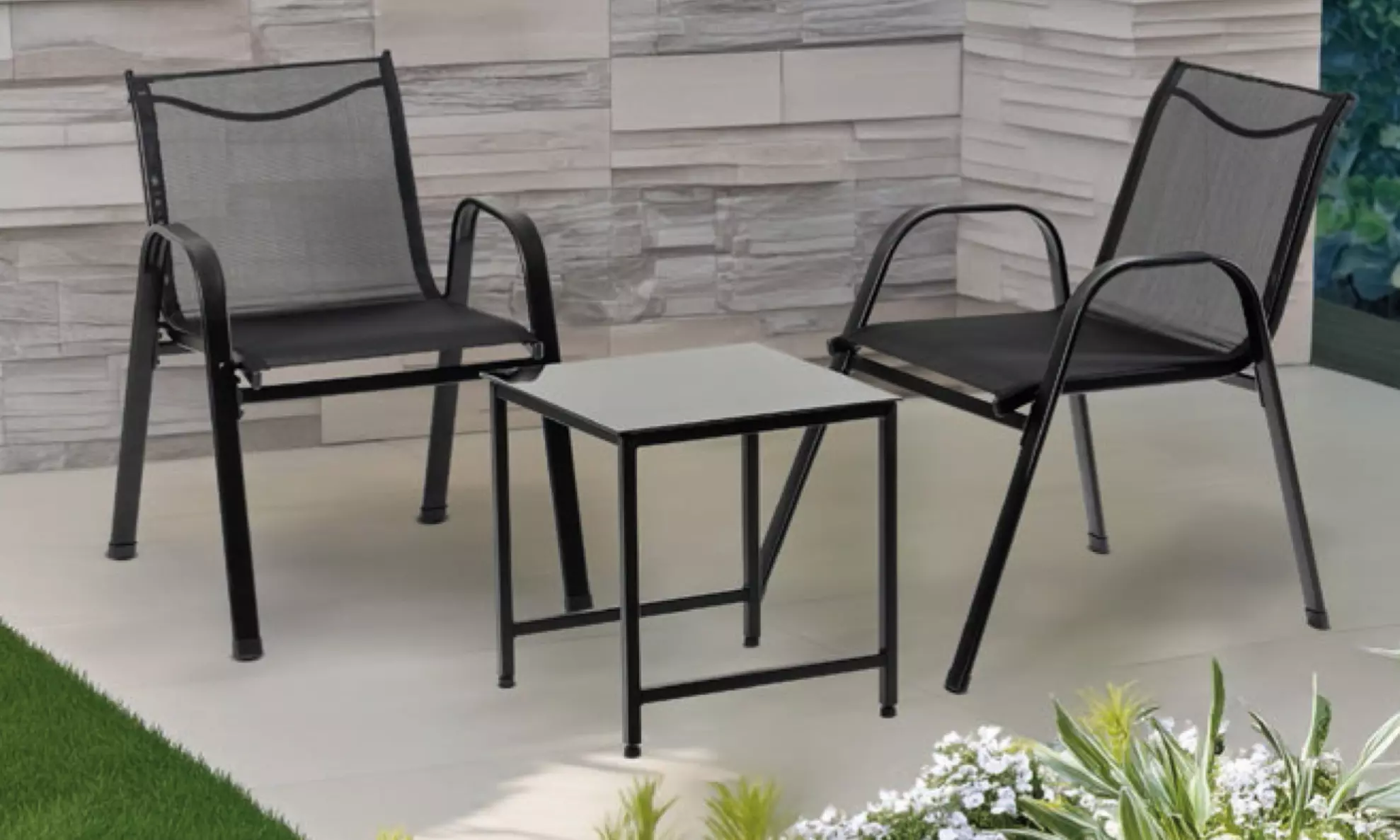 Salottino da giardino con tavolino e sedie, resistente ai raggi uv, alla ruggine, waterproof e facile da pulire - Primary Image