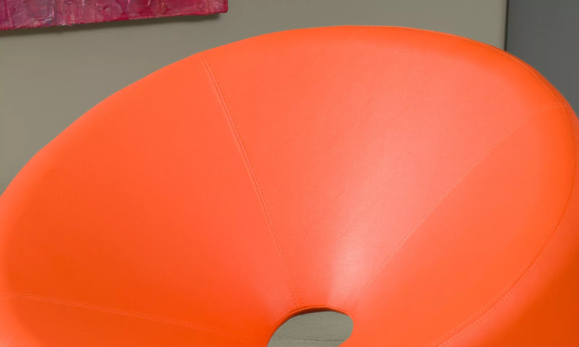 Nouvelle Modern Orange Leather Donut Accent Chair - Second Medium