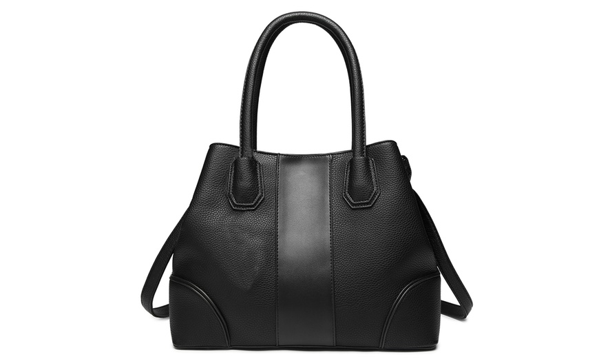 Image 1: Structured Panelled Shoulder Bag