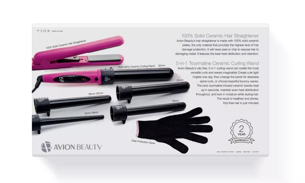 Avion Beauty Curling Wand and Flat Iron Set (8-Piece) - Second Medium