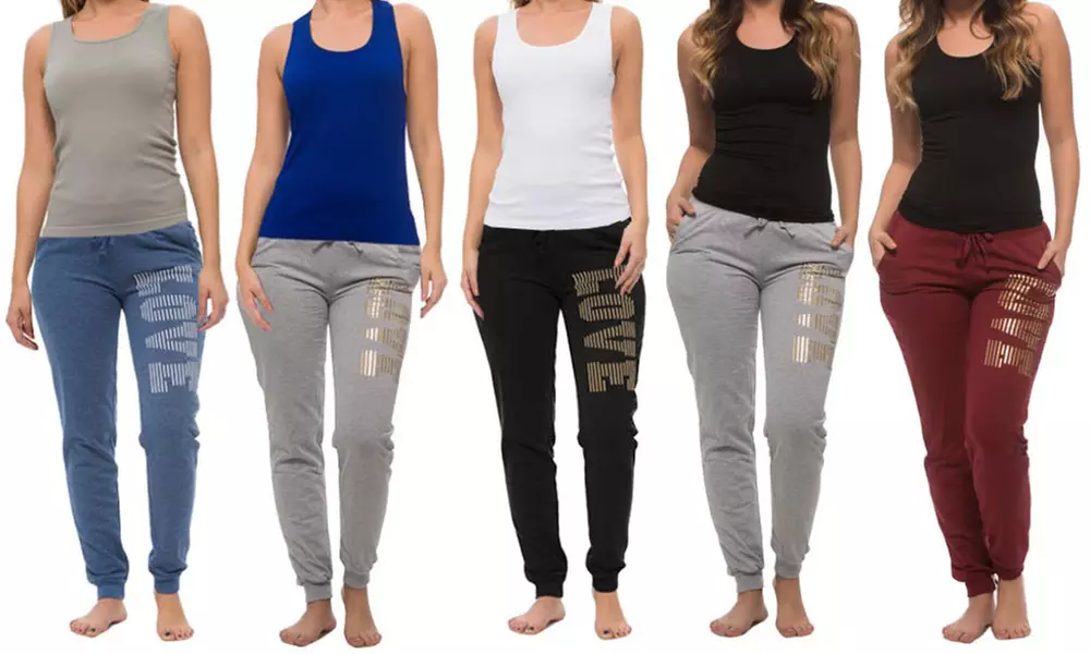 Coco Limon Women's Printed Joggers and Tank Top Set (4-Piece) - Primary Image