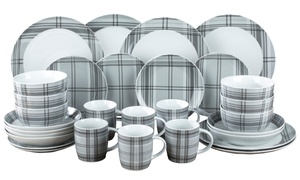 Waterside 30-Piece Grey Tartan Dinner Set