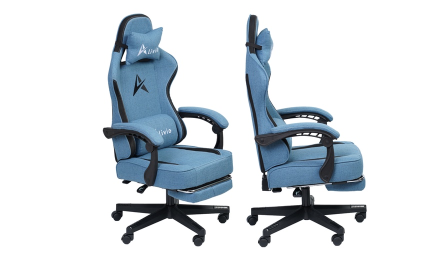 Image 3: Alivio Fabric Gaming Chair with Footrest