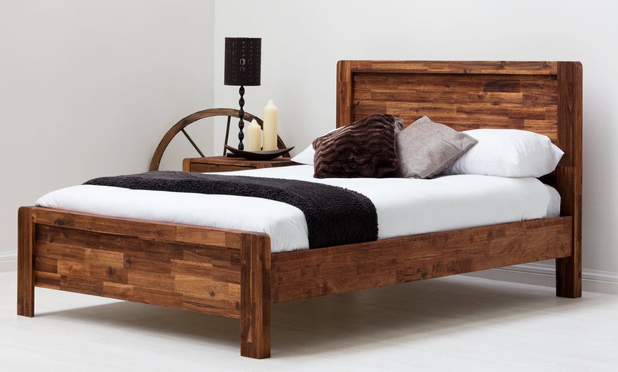 Image 1: Acacia Wood Bed Frame