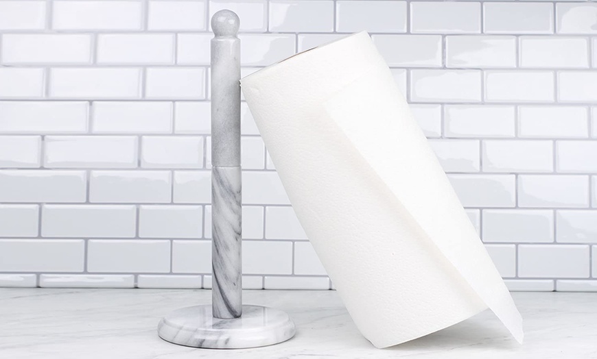 Image 2: White Marble Paper Towel Holder