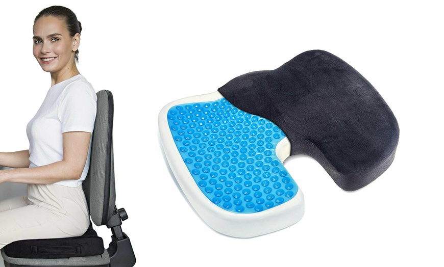 Image 1: Memory Foam Gel Seat Cushion