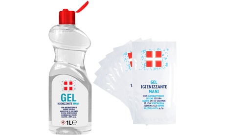 Fino a 150 bustine monodose da 6 ml o 1 o 3 flaconi da 1 L di gel per mani igienizzante antibatterico Sydex