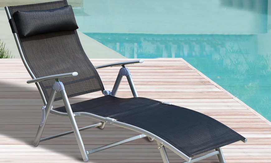 Image 8: Outsunny Foldable Patio Lounger