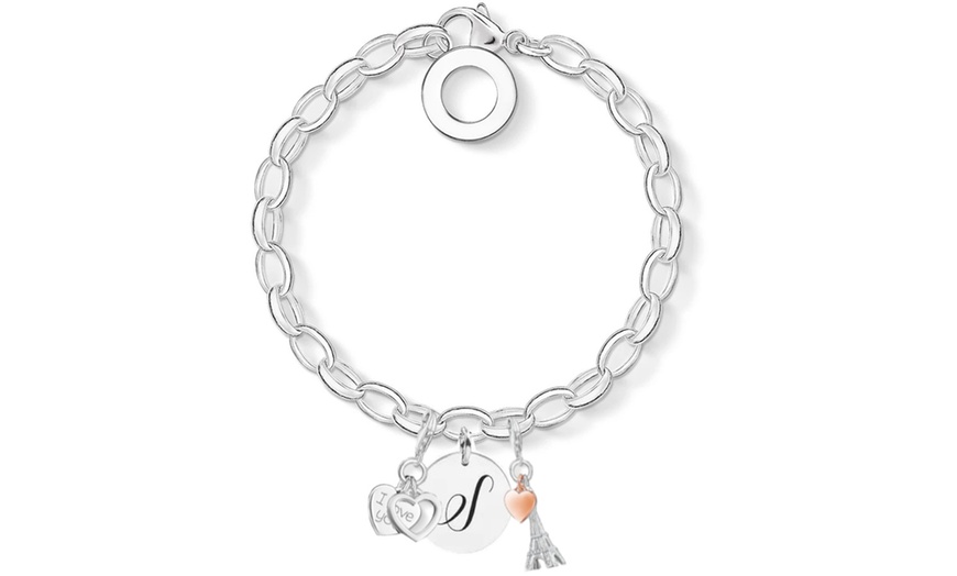 Image 20: Initial Charm Bracelet Made with Crystals from Swarovski®