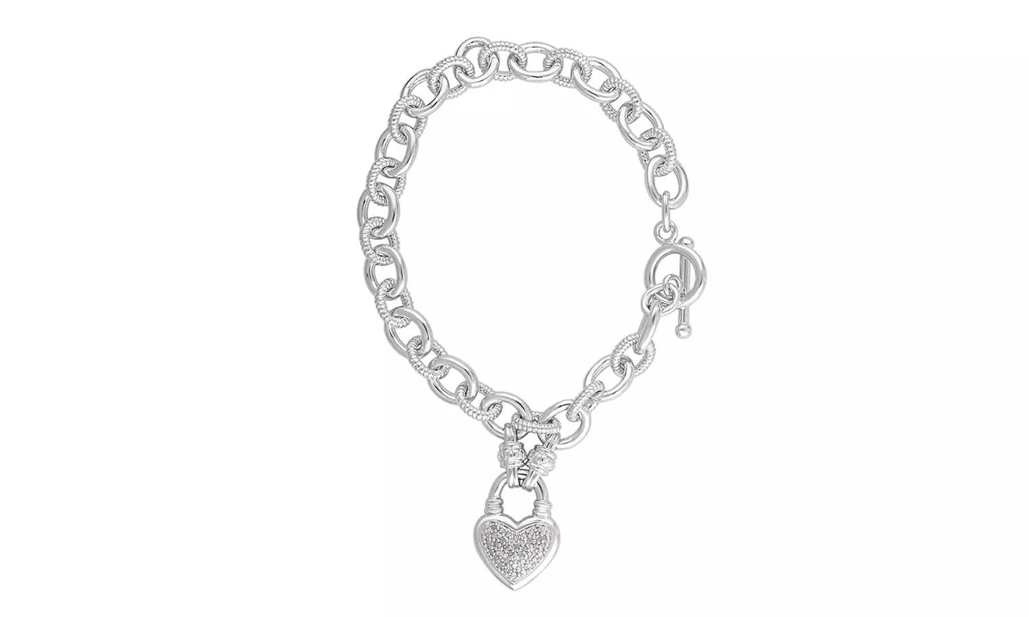 1/4 CTTW Diamond Heart Link Charm Bracelet by Brilliant Diamond - Primary Image