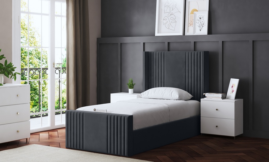 Image 5: Elara Winged Panel Bed with Optional Mattress