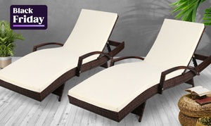 Set of Two Sun Lounge Recliners with Cushion