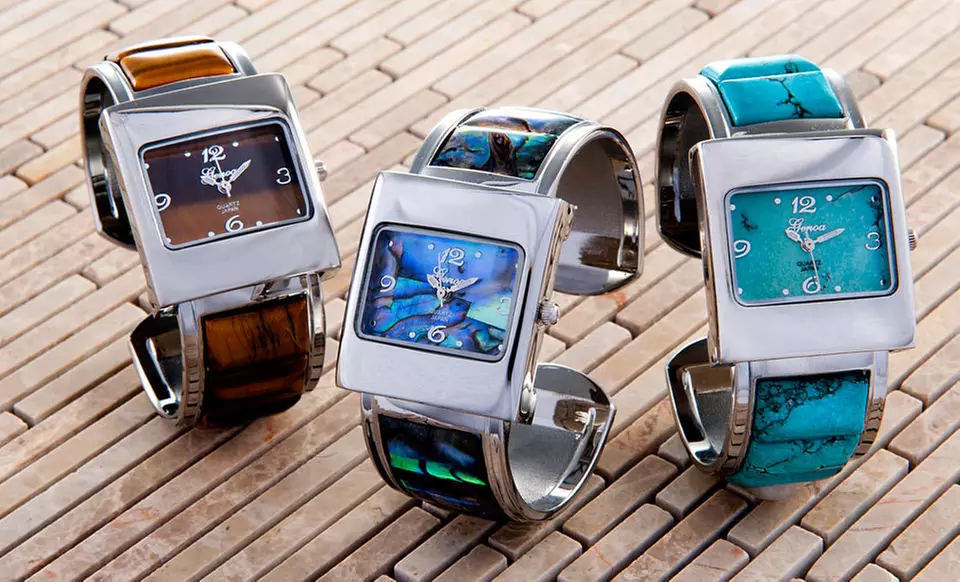 $21.99 for a Genoa Women's Gemstone-Cuff Watch ($100 List Price). Three Options Available. Free Shipping and Returns. - Primary Image