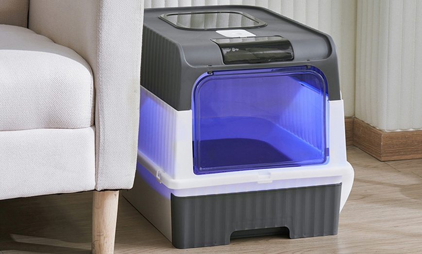 Image 2: Fully Enclosed Cat Litter Box with UV Sterilization