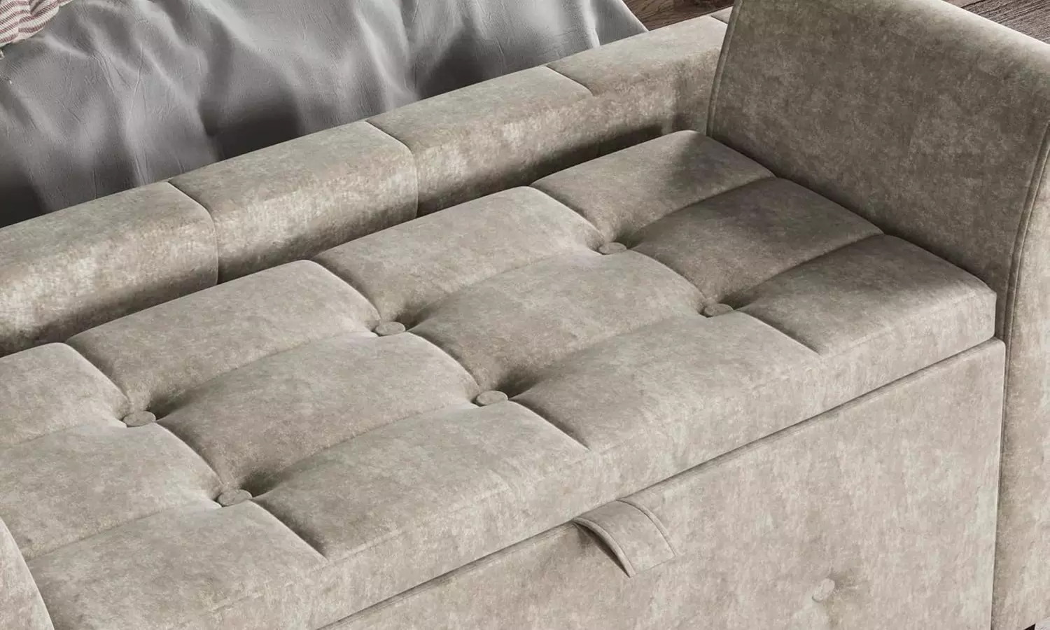 Seville Crushed Velvet or Linen Ottoman Storage Chest