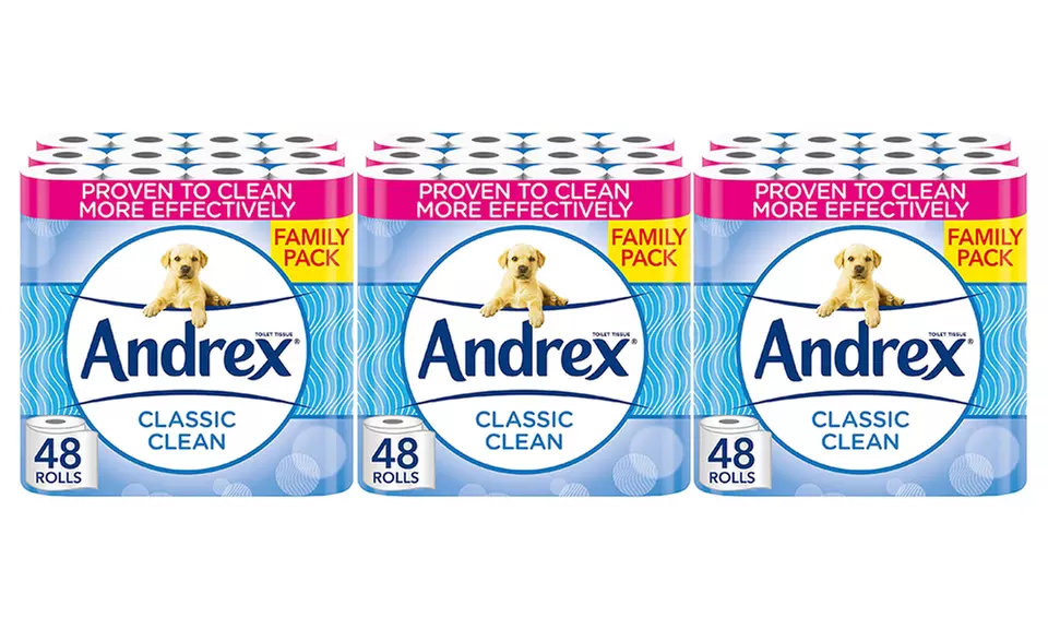 Upto 72 Rolls of Andrex Fragrance-Free Toilet Rolls