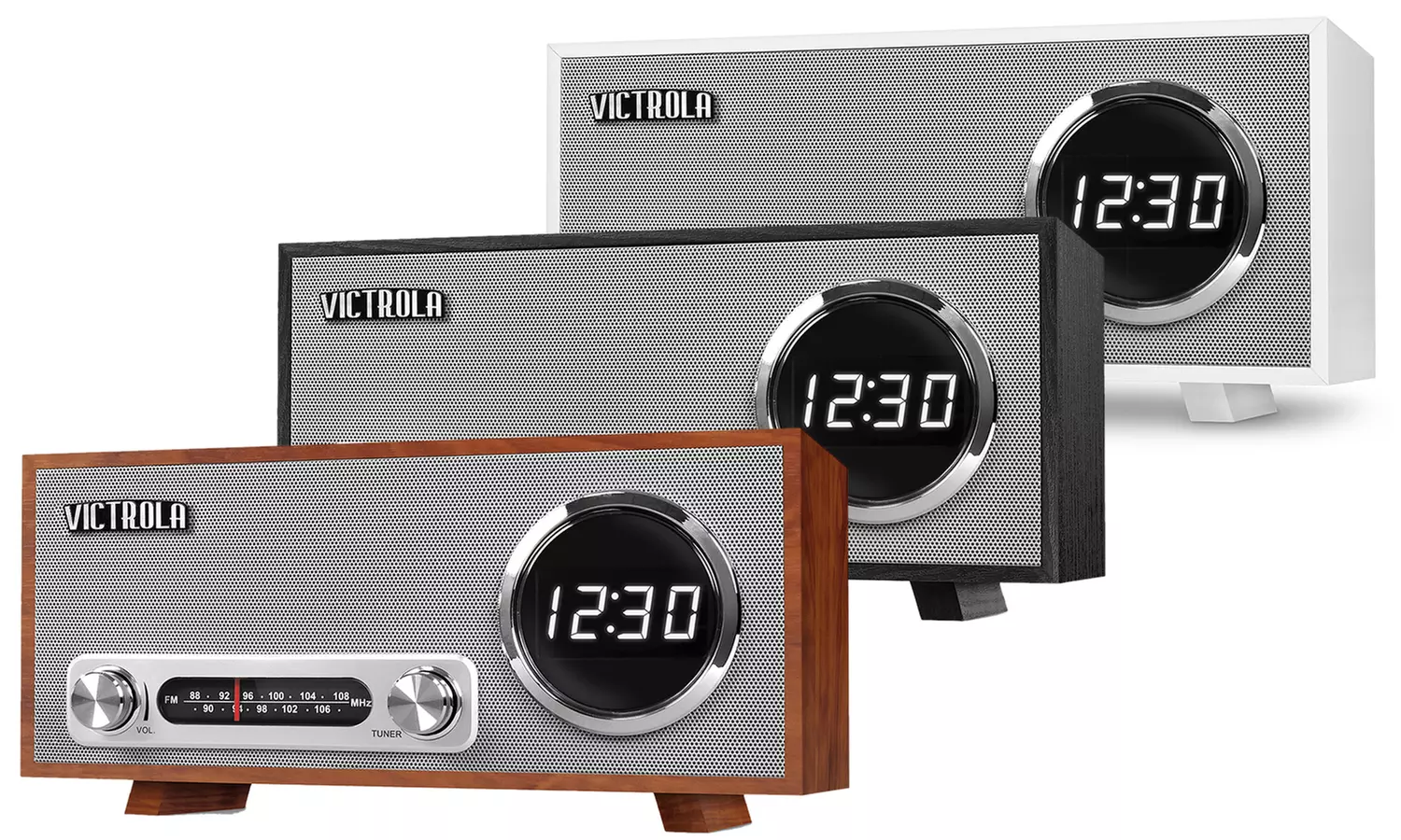 Victrola VC-100 Bluetooth Digital Clock Stereo with FM Radio and USB Charging - Primary Image
