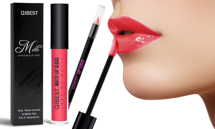 Image 2: One or Two Matte Lip Gloss and Pencil Kits