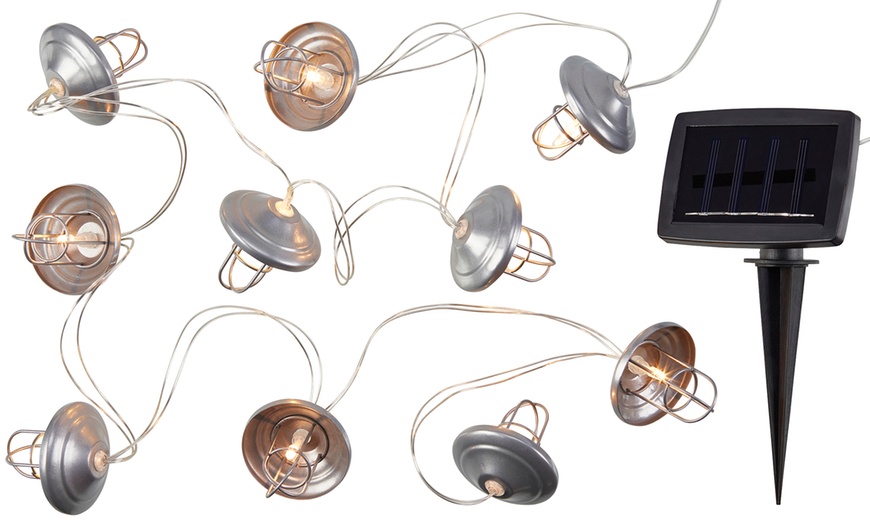 Image 4: Metal Lantern Solar String Lights