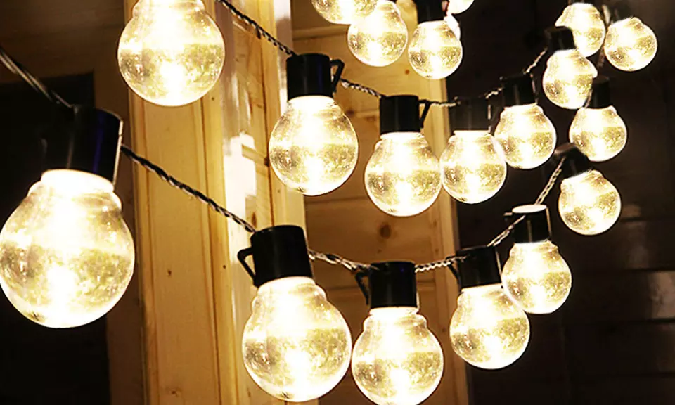 Outdoor Bistro Solar-Powered Globe String Lights - Primary Image