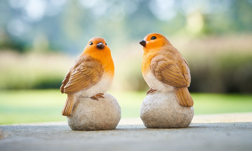 Image 1: Two or Four Robins on Stones Ornaments