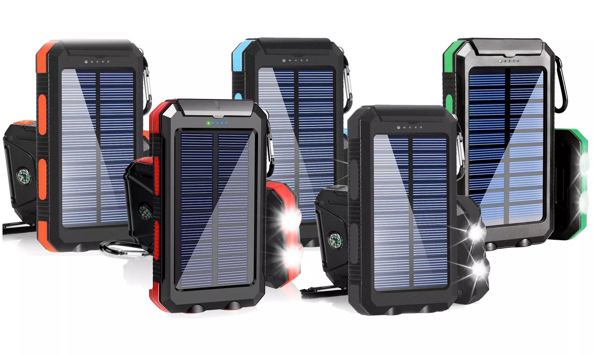 Heavy-Duty Wireless Solar Charger with Double LED light and Compass - Primary Image