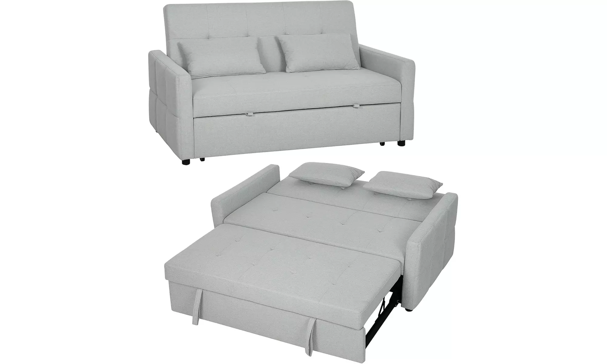 HomCom 2-in-1 Sofa Bed Convertible Lounger with Linen-Look Upholstery