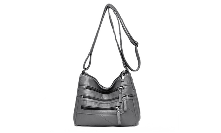 Image 11: Faux Leather Crossbody Shoulder Bag