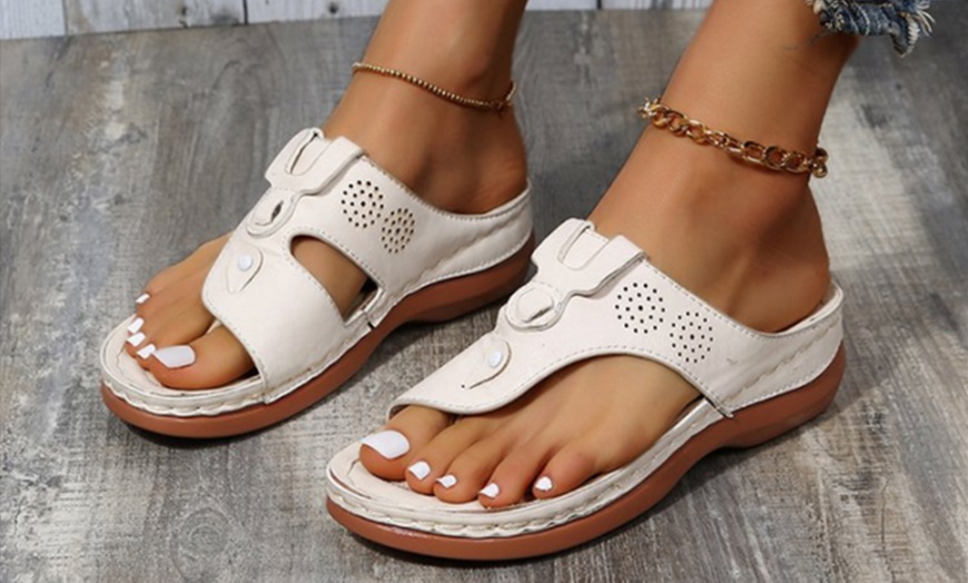 Image 4: Wedge Heeled Flip-Flop Sandals