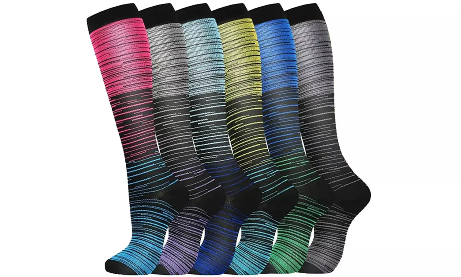 1, 3 o 6 paia di calze a compressione multicolore