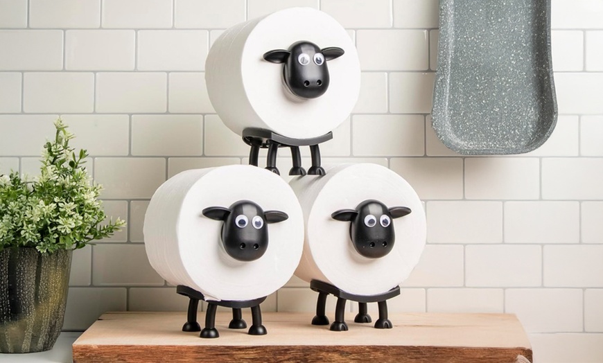 Image 1: One or Three Packs of Sheep Design Toilet Roll Holders