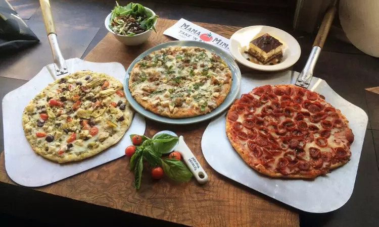 Two Large Menu-Item Pizzas with Up to Four Toppings and Large Caesar or Chopped Salad at Mama Mimi's (31% Off) - Primary Image