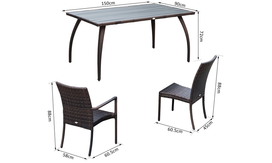 Image 6: Outsunny 7-Piece Rattan Dining Sets