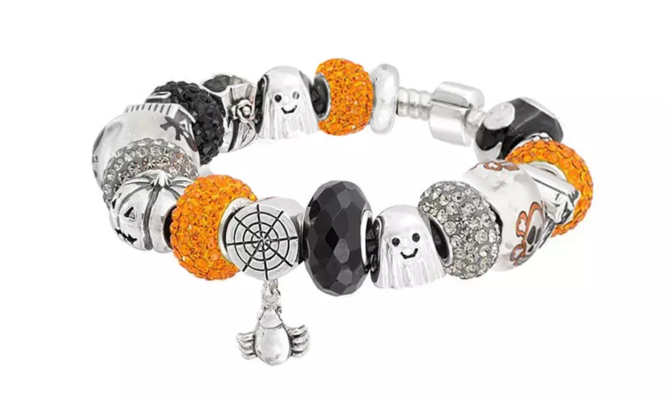 Halloween Themed Crystal Charm Bracelet Made with Swarovski Elements - Primary Image