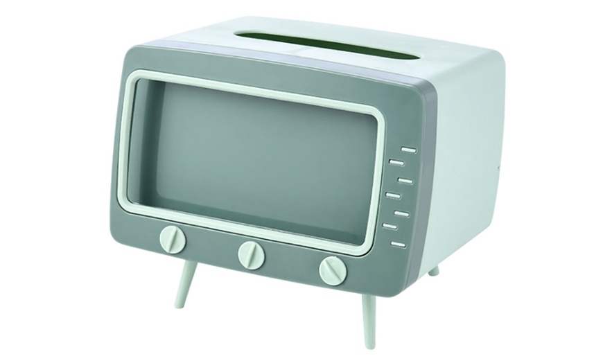 Image 7: Vintage Desktop TV-Shaped Tissue Box