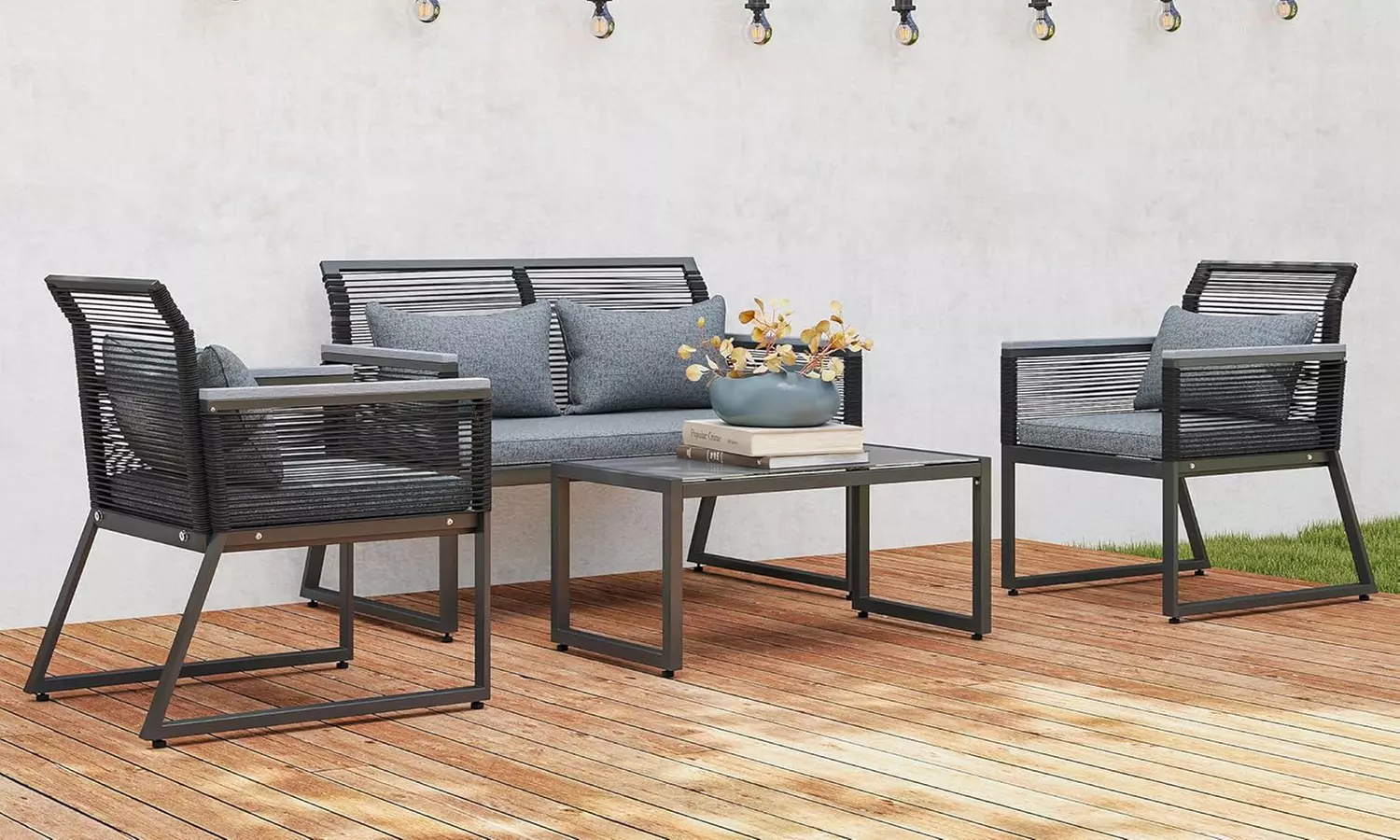 Outsunny Four-Piece Rattan-Effect Outdoor Furniture Set