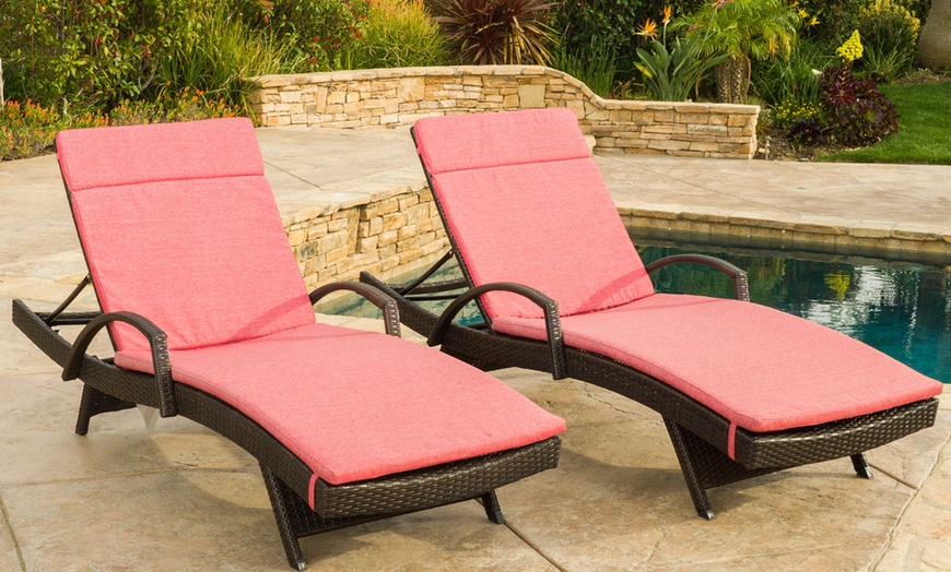 Olivia Outdoor Wicker Armed Chaise Lounge Chair (Set of 2) | Groupon