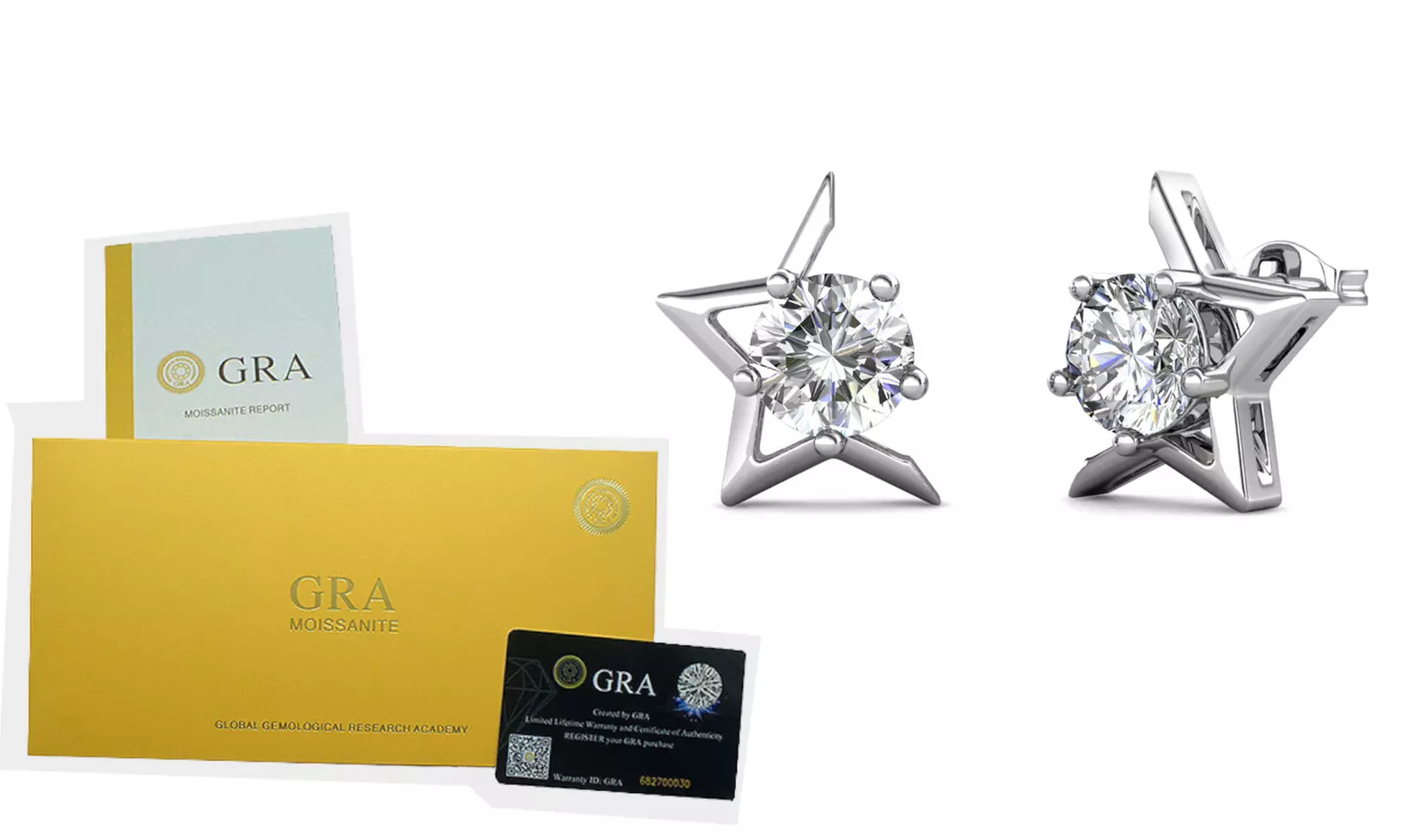 Pendientes de moissanita con diamantes de laboratorio