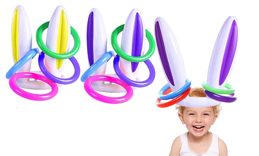 Image 3: One or Two Sets of Kids' Inflatable Rabbit Ears Hats with Rings