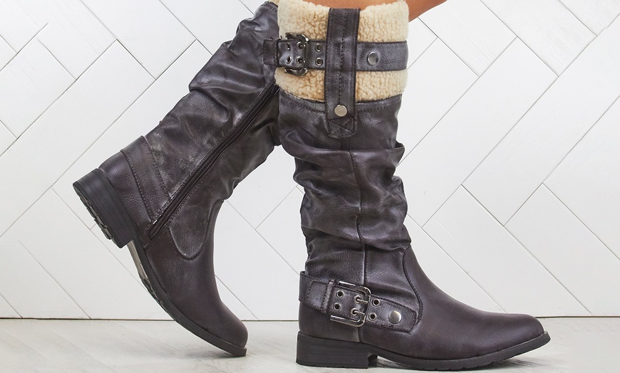 Image 1: Fleece Lined Knee Boots