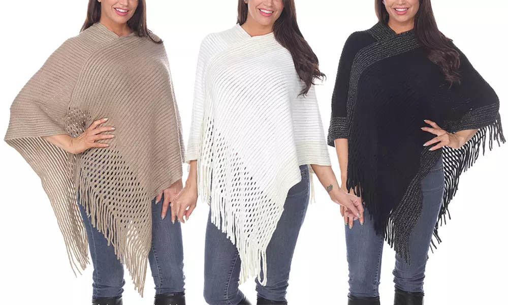 Sansa Women's Golden Knit Fringe Poncho - Primary Image