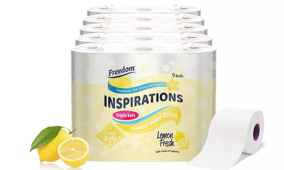 45 or 90 Freedom Three-Ply Lemon Toilet Paper Rolls - Primary Image