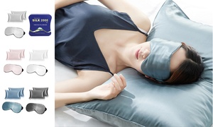 Skin & Hair Care Thermo-Regulating Mulberry Silk Pillowcase & Eye Mask