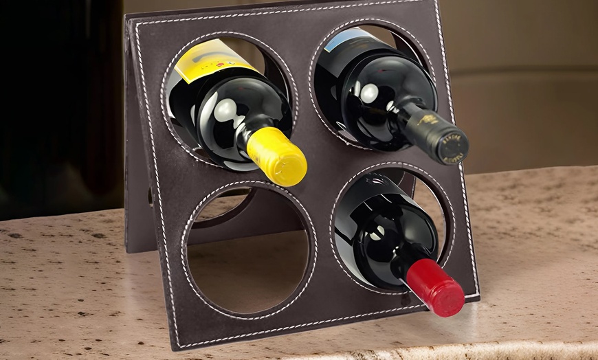 Image 1: Porta bottiglie di vino in eco pelle da 4 posti