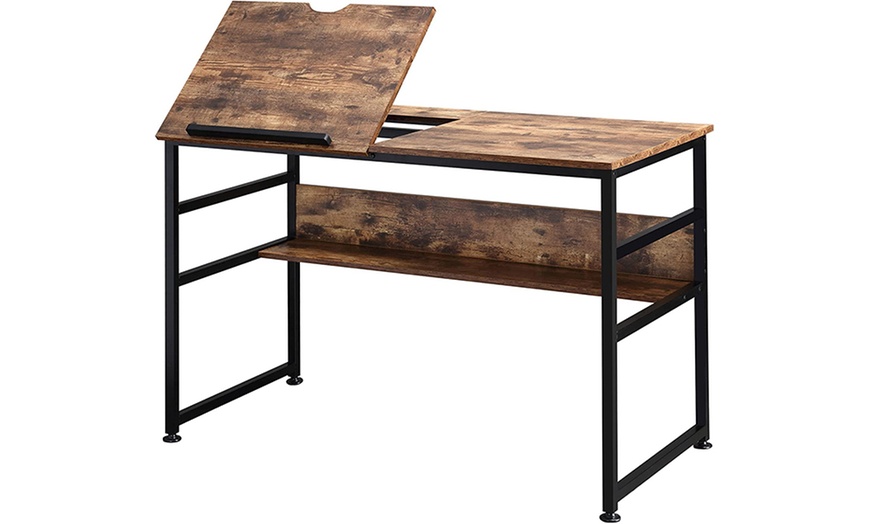 Image 9: HomCom Rustic Brown Desk